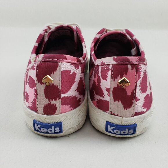 Keds x Kate Spade Kickstart Sneaker Womens 7.5 Pink Satin Leopard Print Shoe - Picture 11 of 15